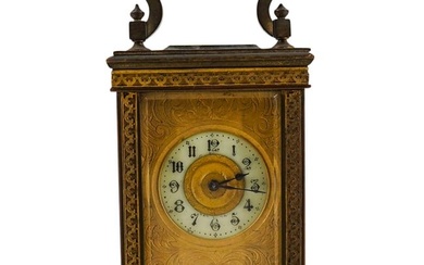 Antique French Finely Etched Carriage Clock