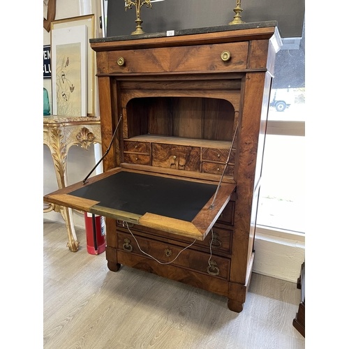 Antique French Louis Philippe marble topped secretaire a aba...