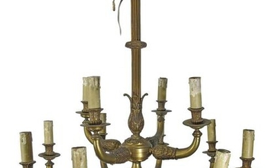 Antique French large bronze chandelier