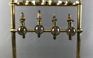 Antique "Gaskell & Chambers" Brass Four Bottle Spirit
