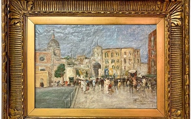 Antique Italian Oil on Canvas, signed, Napoli