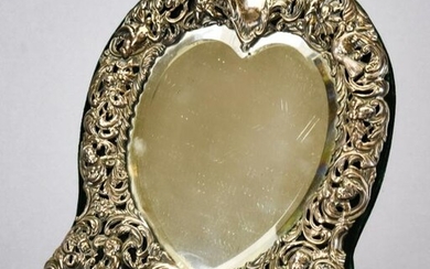 Antique Sterling Silver & Beveled Glass Mirror