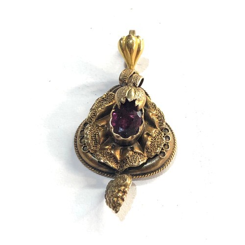 Antique gem stone set pendant measures approx 32mm drop not ...