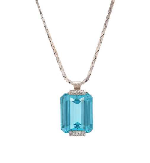 Aquamarine and Diamond Pendant/Brooch