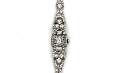 Art Deco HAMILTON Platinum Diamond Cocktail Watch