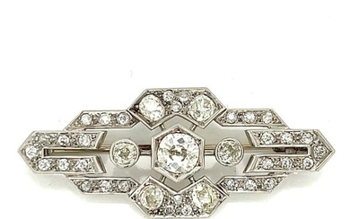 Art Deco Platinum 4.70 Ct. Diamond Brooch