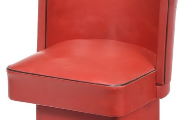 Art Deco Red Leather Upholstered Club Chair