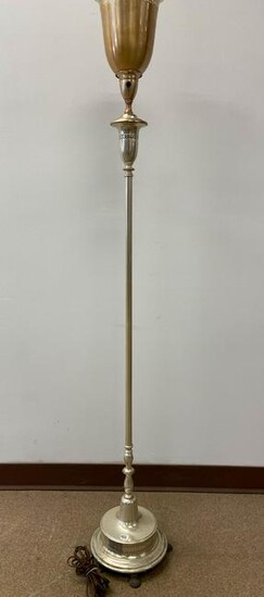 Art Deco Silver-Plated torchÃ¨re Floor Lamp Circa 1930s
