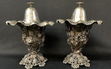 Art Nouveau Ottoman Sterling Silver Lidded Urns