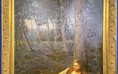 Artiste inconnu (probablement Angleterre, 19e/20e s.), représentation d'une jeune femme aux longs cheveux blonds (1902),...