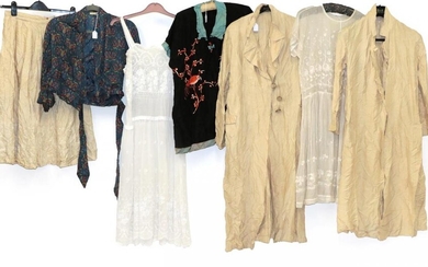 Assorted Circa 1920's Daywear, including a white cotton short sleeve...