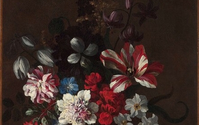 Attribué à Catherine Duchemin Paris, 1630 - 1698 Vase de fleurs sur un entablement