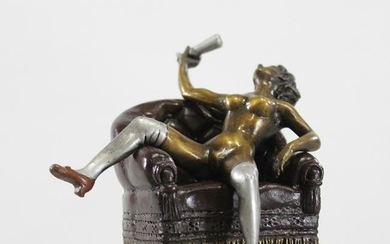 Austrian Cold Bronze Seductive Woman on Chair