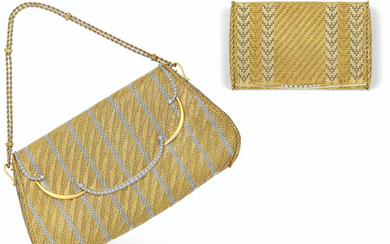 BI-COLORED GOLD AND DIAMOND EVENING BAG AND CASE