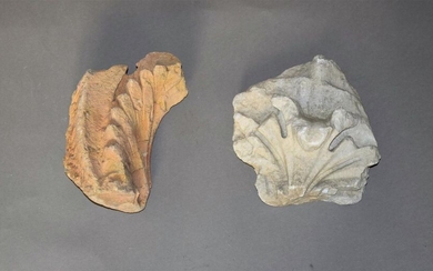 Batch of two fragments of palmette from architectural...