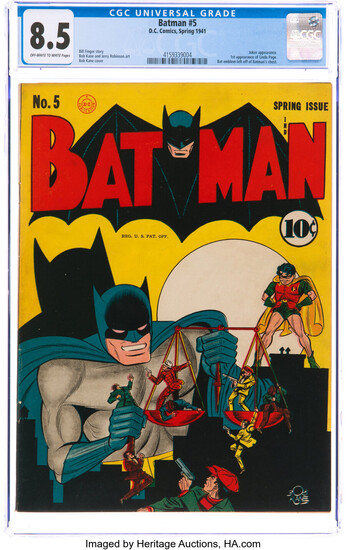 Batman #5 (DC, 1941) CGC VF+ 8.5 Off-white to...