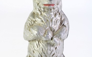 Bear Formed Silvered Money Box, H14.5cm