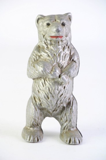 Bear Formed Silvered Money Box, H14.5cm