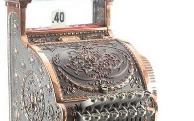 Beautiful vintage brass National Cash Register Model 317, very desirable red brass with marble coin