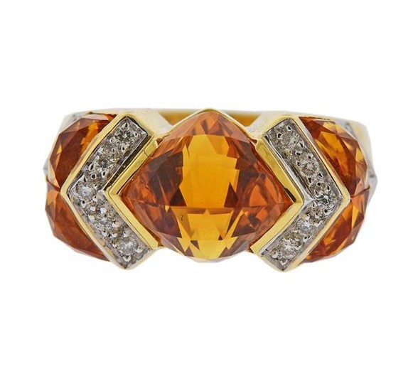 Bellarri 18K Gold Diamond Citrine Ring