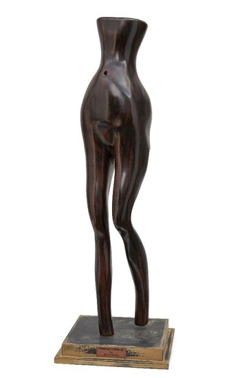 Benedict Chukwukadibia Enwonwu MBE, Nigerian/British 1917-1994 - Female Form II; wood, inscribed plaque attached to the original base 'Female Form II by Ben Enwonwu', H69 x W23 x D23 cm (including base) Provenance: Gifted from the Artist; thence by...