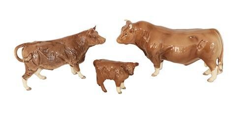 Beswick Cattle Comprising: Limousin Bull, model No. 2463B, Limousin Cow,...