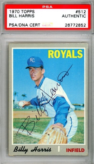 Billy Harris Autographed Signed 1970 Topps Card #512 Royals PSA/DNA #26772852