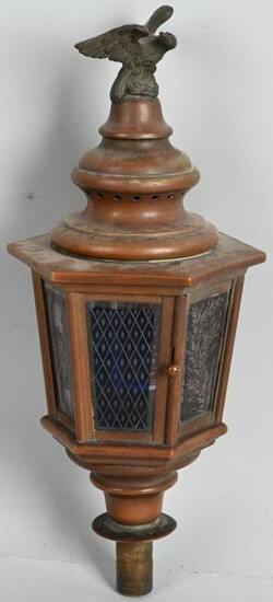 Brass Six Panel Engine Lamp w/Eagle Finial