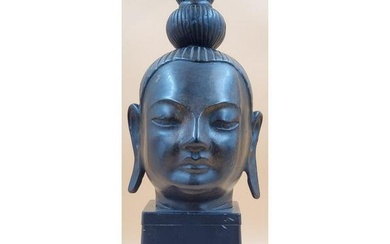 Bronze Buddha Head with Stand