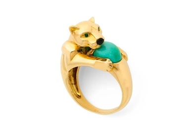 CARTIER 1990s-2000 "Vedra" model Ring in 18k yellow gold (750‰) in the shape of a stylized