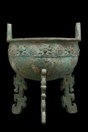 CHINESE BRONZE RITUAL FOOD VESSEL (DING) - XRF TESTED