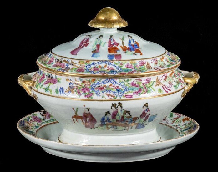 CHINESE EXPORT SOUP TUREEN AND STAND