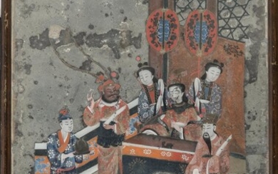 CHINESE SCHOOL 19TH CENTURY. PAINTING ON PAPER APPLIED ON GLASS.