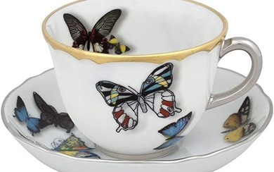NIB CHRISTIAN LACROIX "BUTTERFLY" 4 COFFEE CUP/SAUCERS