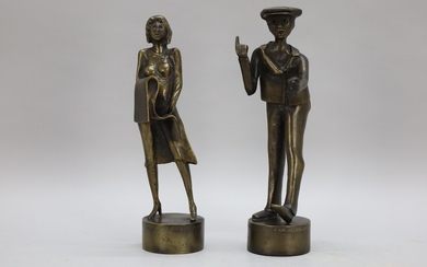 CLAERHOUT Jef signé. Peegie" 75/ 100 et "Anette" 34/100 - paire de sculptures en bronze...