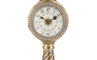 CONTINENTAL | A GOLD, ENAMEL AND PEARL-SET QUARTER REPEATING AND MUSICAL TIMEPIECE LATE 18TH / LATE 19TH CENTURY