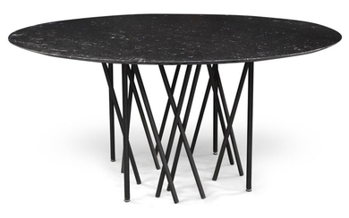 Carlo Colombo (b.1967) for Arflex, 'Octopus' dining table, circa 2012, Black Maquinia marble, lacquered metal, 73cm high, 160cm diameter