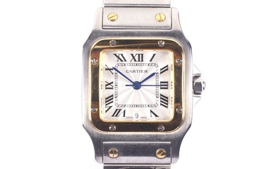 Cartier, Santos, a gentlemans stainless steel and gilt bracelet watch, circa 2000(?). Ref 1564, No.