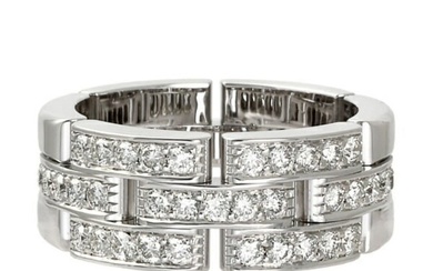 Cartier Triple Half Pave Diamond Maillon Panthere K18WG White Gold Ring