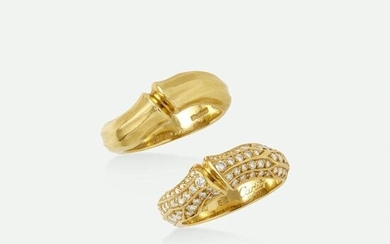Cartier, Two diamond and gold 'Bamboo' rings