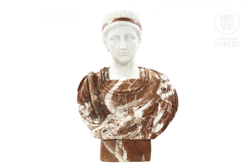 Carved marble bust, "Augustus" 20th century