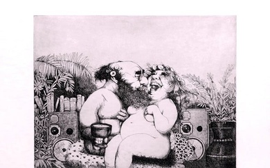 Charles Bragg, The Lovers, Etching