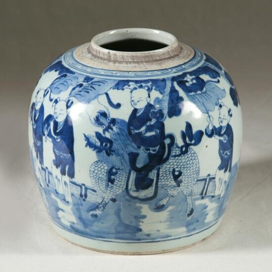 Chinese Blue & White Ovoid Ginger Jar, 19th C