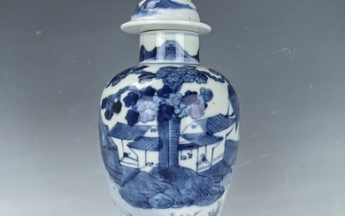 Chinese Blue and White Porcelain Peiping Vase Lidded