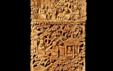 Chinese Cantonese Carved Card Case for Export