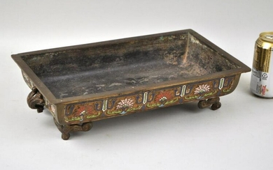 Chinese Champleve Enameled Bronze Footed Censer