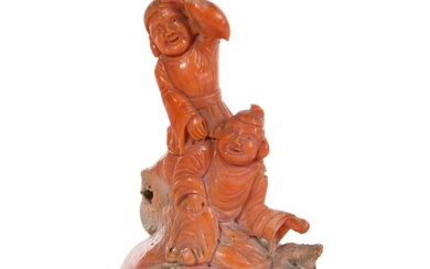 Chinese Coral Figural Group