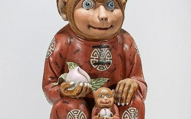 Chinese Glazed Porcelain Monkey Figure