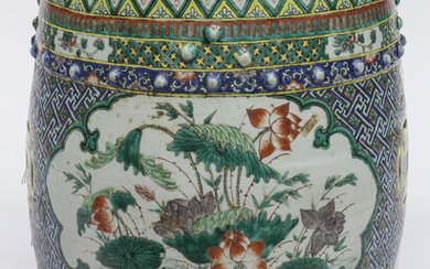 Chinese Qing famille rose porcelain stool