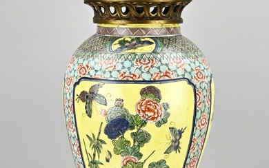 Chinese lidded vase with bronze, H 59 cm.